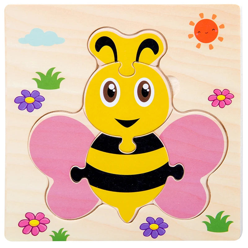 Baby Wooden 3D Puzzles Tangram Shapes Learning Educational Cartoon Animal Intelligence Jigsaw Toys For Children Gift