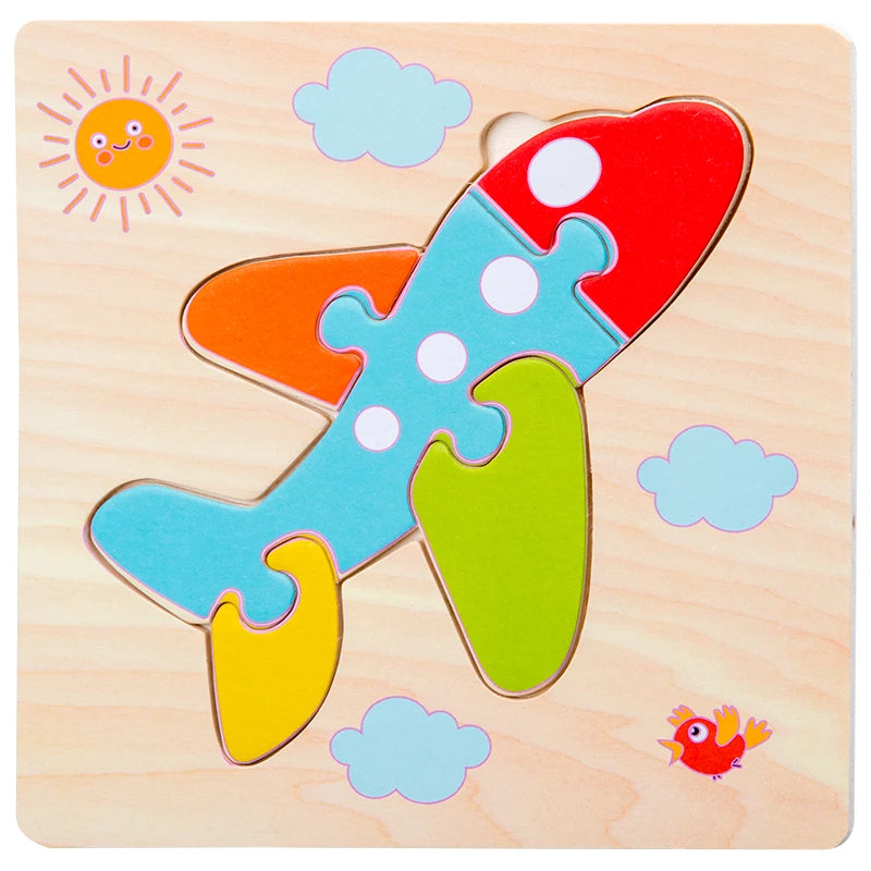 Baby Wooden 3D Puzzles Tangram Shapes Learning Educational Cartoon Animal Intelligence Jigsaw Toys For Children Gift