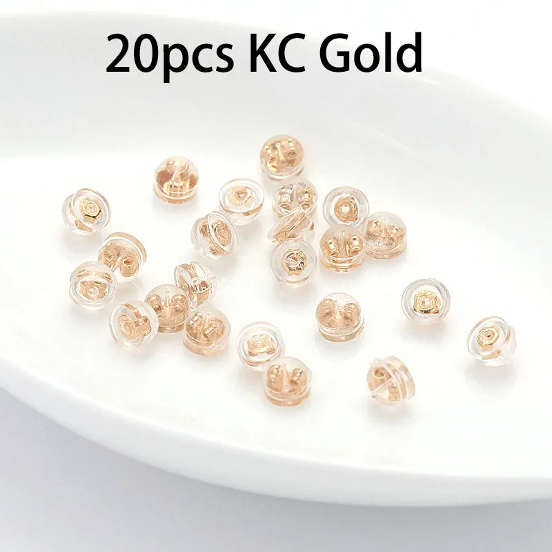 20-40pcs Silicone Rubber Ear Back Stoppers Copper Ring Hamburger Ear Plugs For Jewelry Making DIY Earring Accessories