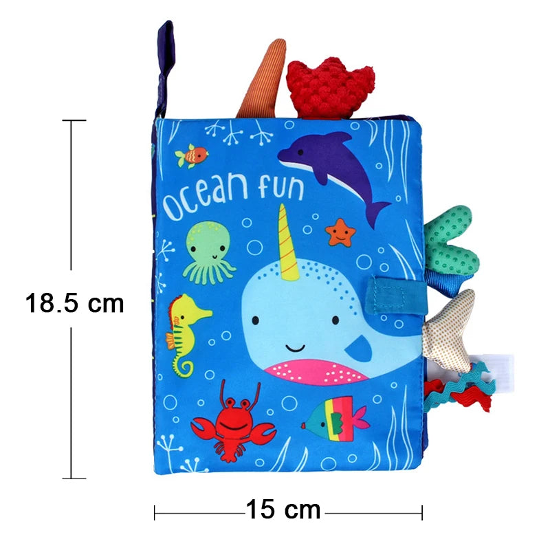 Baby Cartoon 3D Tail Black and White Red Animal Washable Cloth Book Infant Early Learning Cognition Toys With Sound Paper Gifts