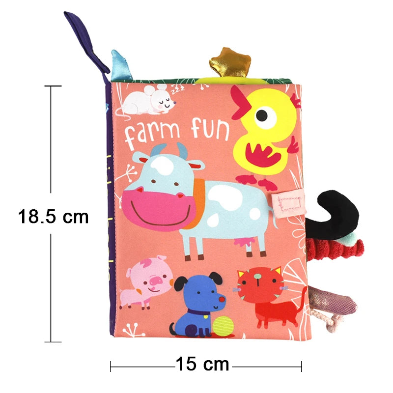 Baby Cartoon 3D Tail Black and White Red Animal Washable Cloth Book Infant Early Learning Cognition Toys With Sound Paper Gifts