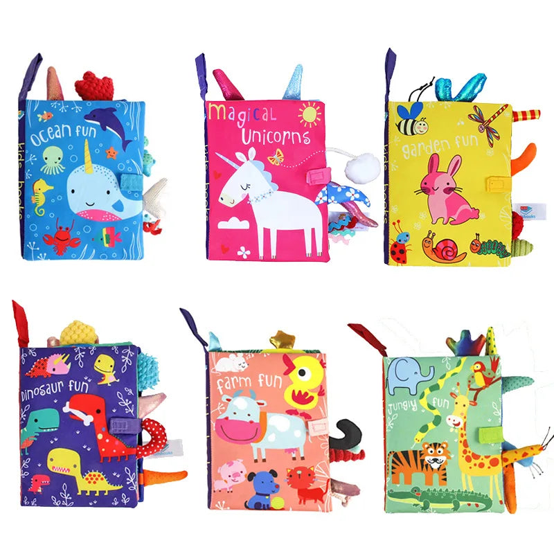 Baby Cartoon 3D Tail Black and White Red Animal Washable Cloth Book Infant Early Learning Cognition Toys With Sound Paper Gifts