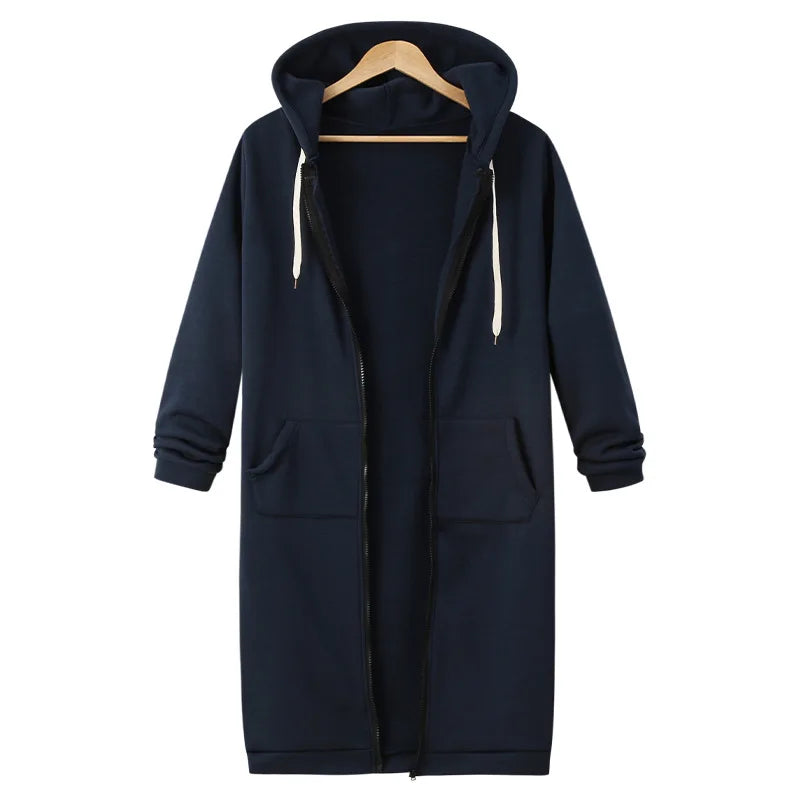 Autumn Winter Solid Color Thicken Hoodies Women Fashion Korean Style Zipper Long Sleeved Hooded Sweatshirt Office Ladies Tops