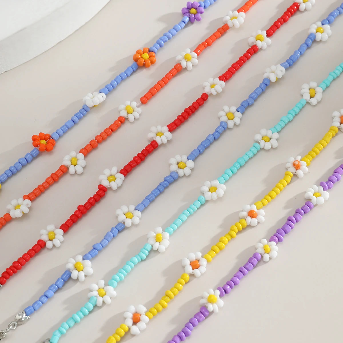 Salircon Kpop Flower Anklet Bracelet Women 2020 Fashion Colorful Seed Beads Chain Charm Bracelet On The Leg Boho Jewelry