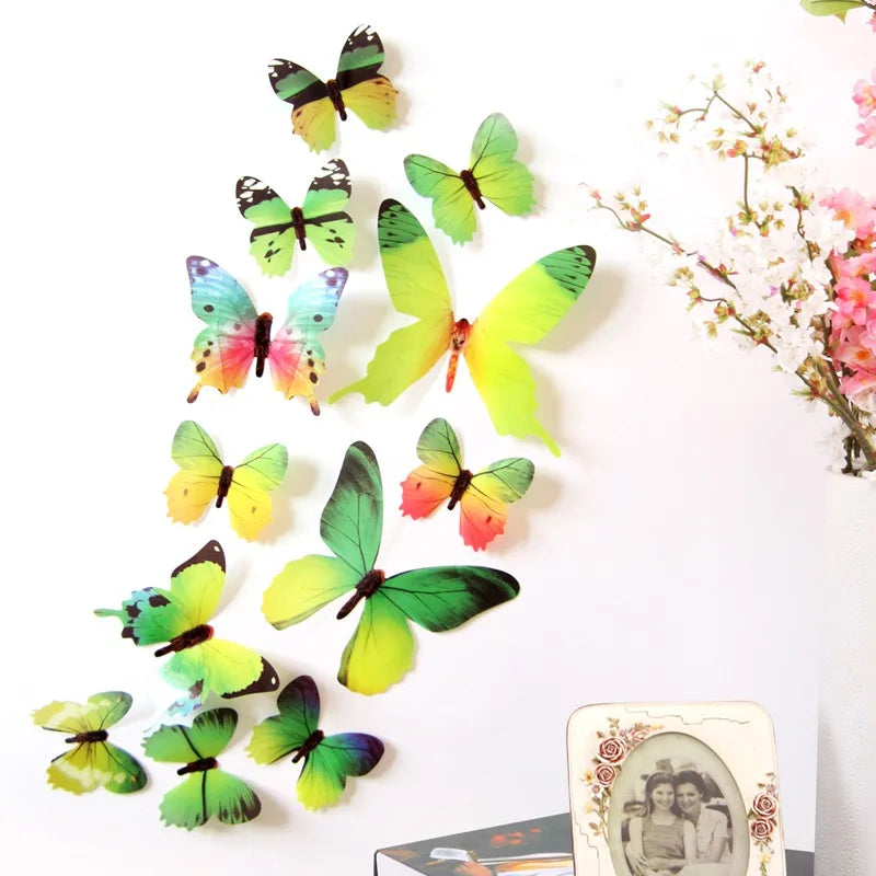 12PCS Art Stickers Fridge Decor Magnet 3D Butterfly Wall Sticker Decals Home Decor Poster Adhesive Wall for Kids Rooms Purple