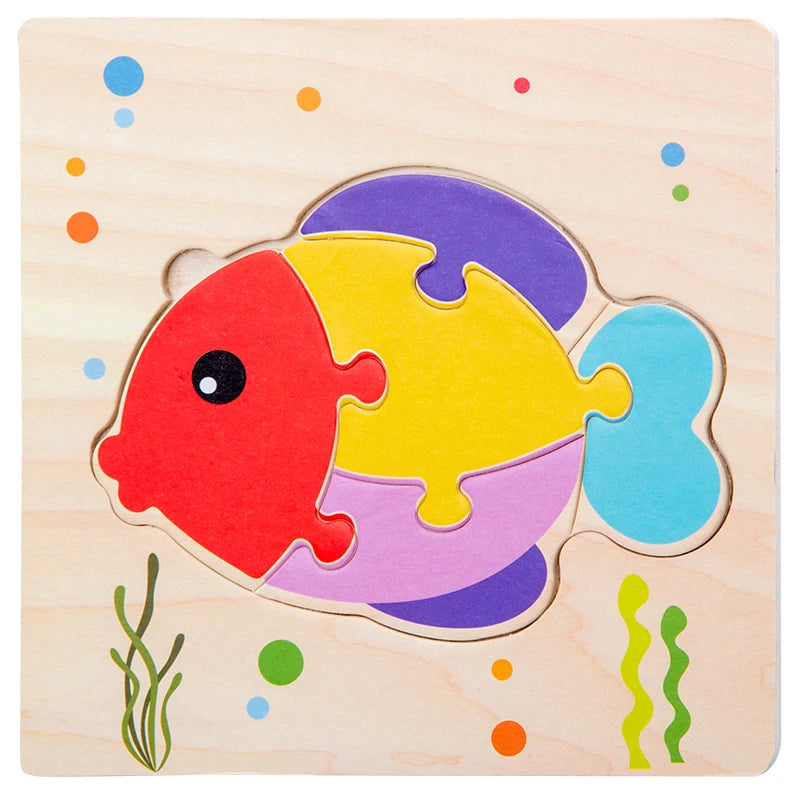 Baby Wooden 3D Puzzles Tangram Shapes Learning Educational Cartoon Animal Intelligence Jigsaw Toys For Children Gift