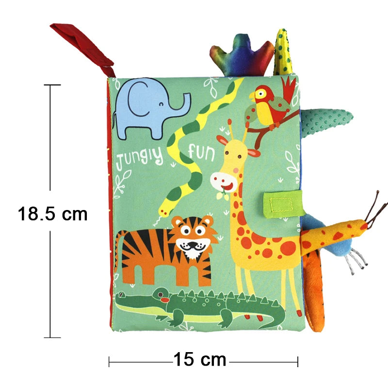 Baby Cartoon 3D Tail Black and White Red Animal Washable Cloth Book Infant Early Learning Cognition Toys With Sound Paper Gifts