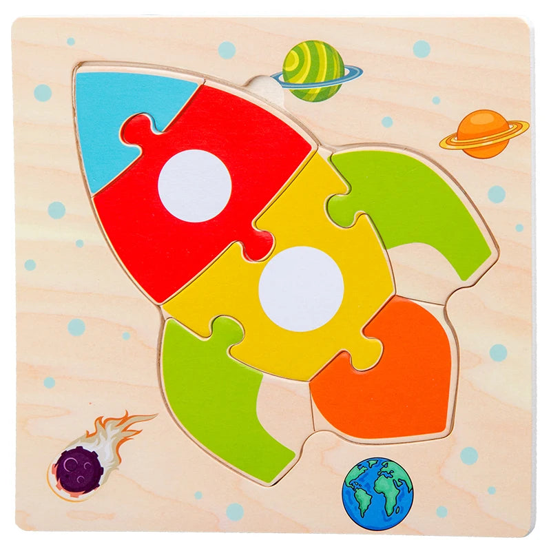 Baby Wooden 3D Puzzles Tangram Shapes Learning Educational Cartoon Animal Intelligence Jigsaw Toys For Children Gift