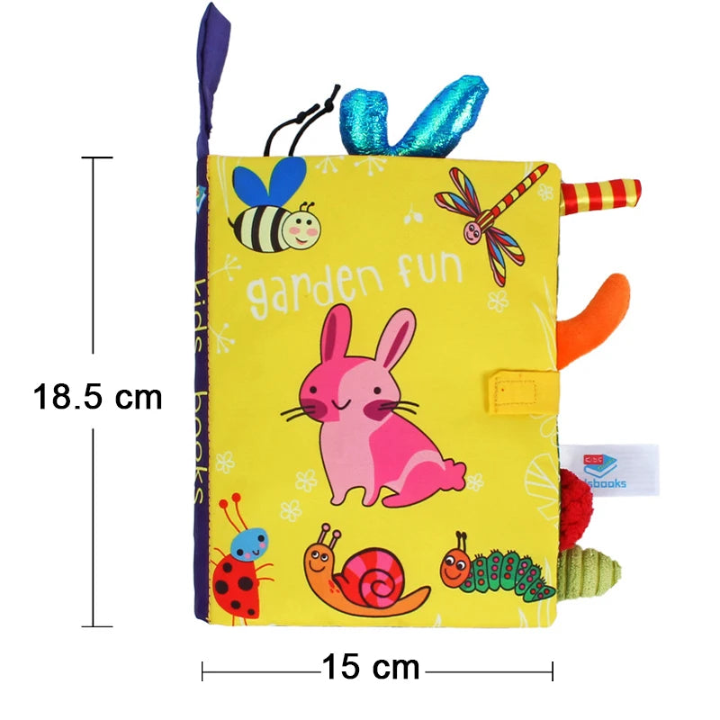 Baby Cartoon 3D Tail Black and White Red Animal Washable Cloth Book Infant Early Learning Cognition Toys With Sound Paper Gifts