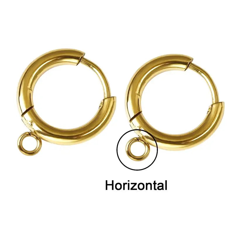 10pcs Stainless Steel Earring Hooks with Loop Gold Hug Round Ear Post with Open Jump Ring for DIY Jewelry Making Components