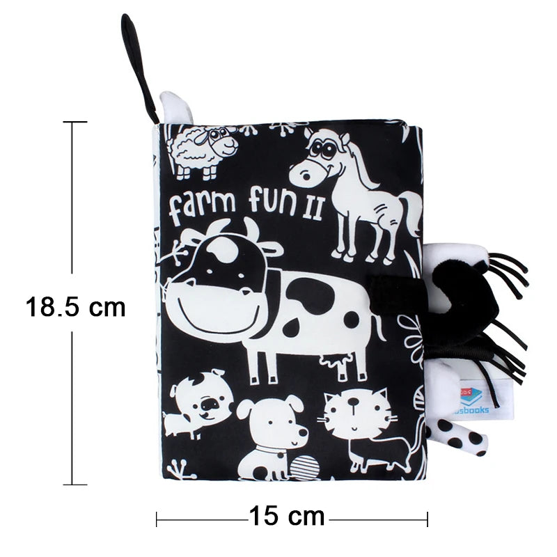 Baby Cartoon 3D Tail Black and White Red Animal Washable Cloth Book Infant Early Learning Cognition Toys With Sound Paper Gifts