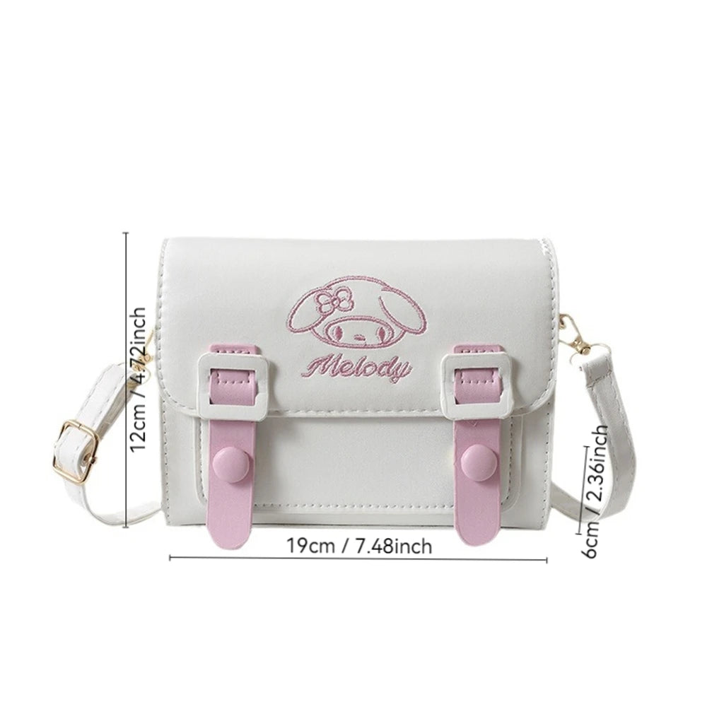 Sanrio Pu Square Bag Anime Shoulder Bags Kawaii Messenger Tote Cute Cartoon Backpacks My melody Cinnamorol Kuromi Fashion Bags