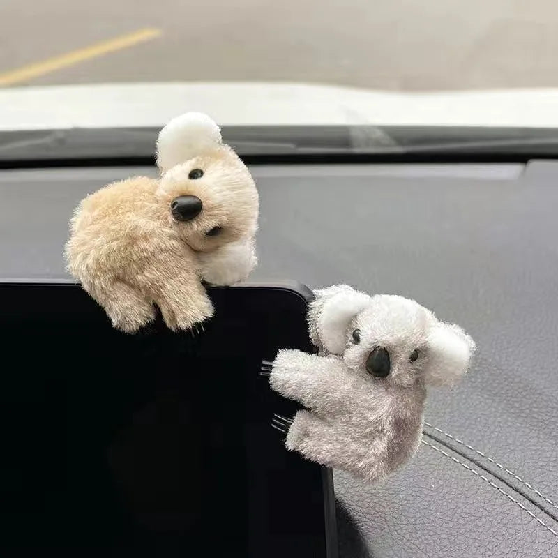 Plush Cute Koala Car Interior Decoration Auto Rearview Mirror Control Screen Decoration Sun Visor Card Clip Gift Car Accessories