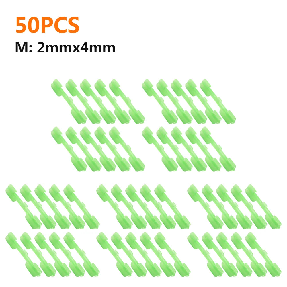 10-50PCS Night Fishing Light Stick Clip S/M/L ABS Fishing Float Tip Light Holder Luminous Effect Light Stick Clip Card Holder