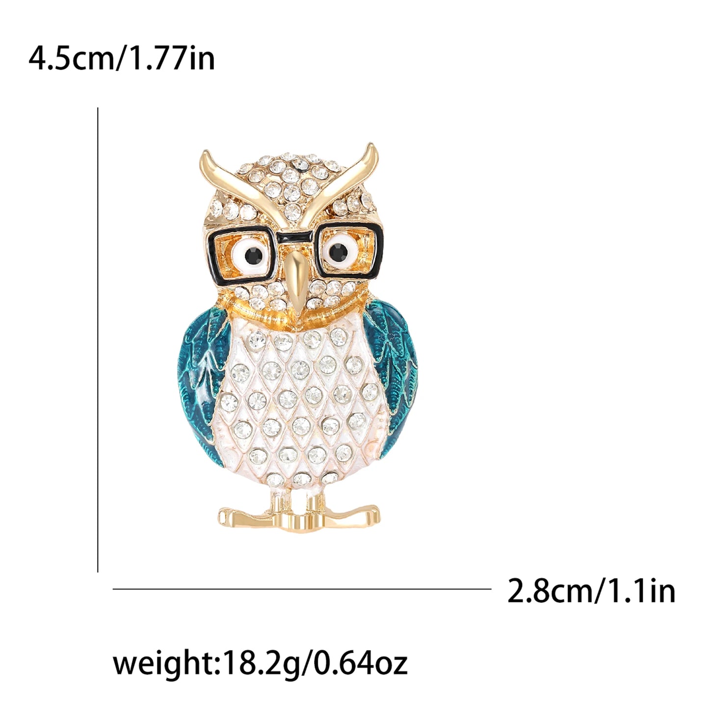 Rhinestone Cartoon Owl Brooch for Women Unisex Enamel Animal Pin Bird Lapel Pin Banquet Party Backpack Gifts Jewelry Accessories