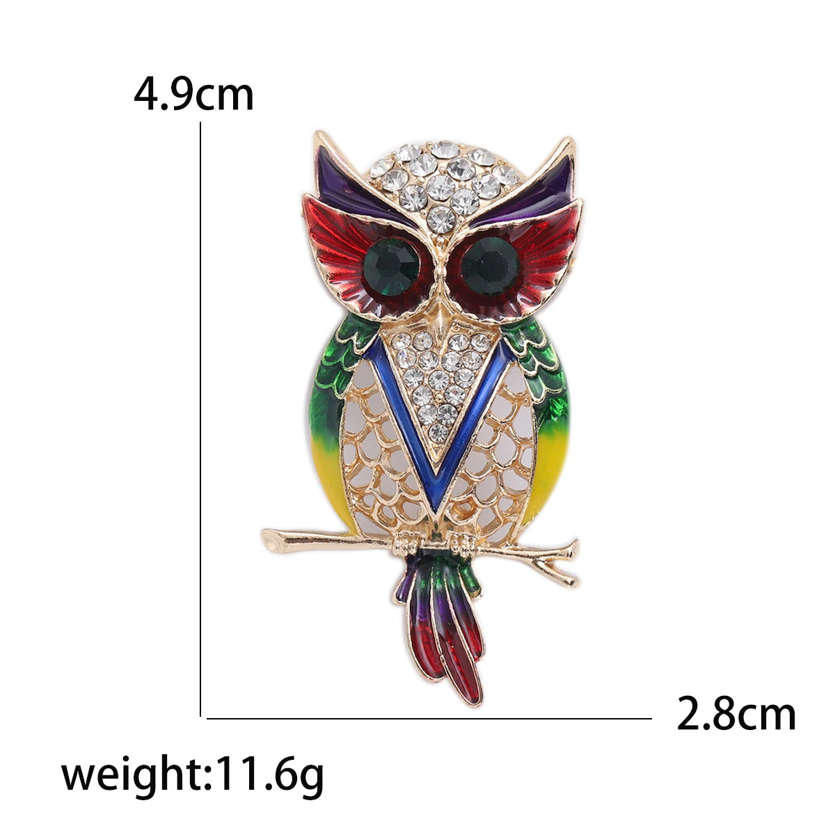 Rhinestone Cartoon Owl Brooch for Women Unisex Enamel Animal Pin Bird Lapel Pin Banquet Party Backpack Gifts Jewelry Accessories