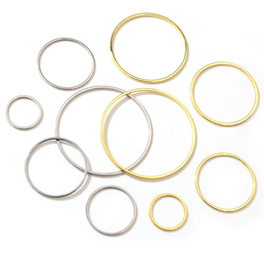 20pcs 15/20/25/30/35/40mm 316 Stainless Steel Gold Plated Earrings Rings Big Circle Ear Wire Hoops Pendant DIY Jewelry Findings