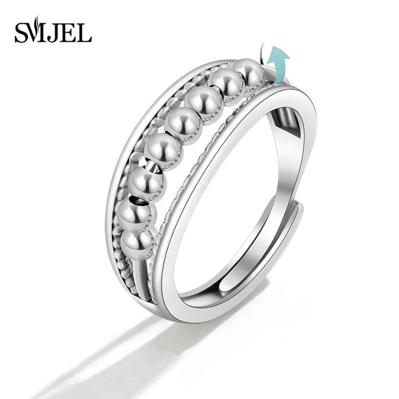 SMJEL Anti Stress Anxiety Ring Fidget Spinner Rings Adjustable for Women Rotating Freely Spinning Accessories Jewelry Gifts