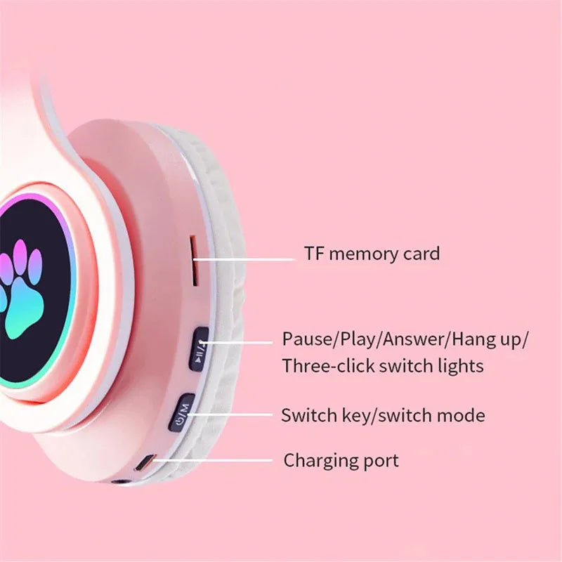 B39M Cat Ear Head mounted Bluetooth Earphones Color Folding High Sound Noise Reduction Leisure Sports Sleep Aid Earphones