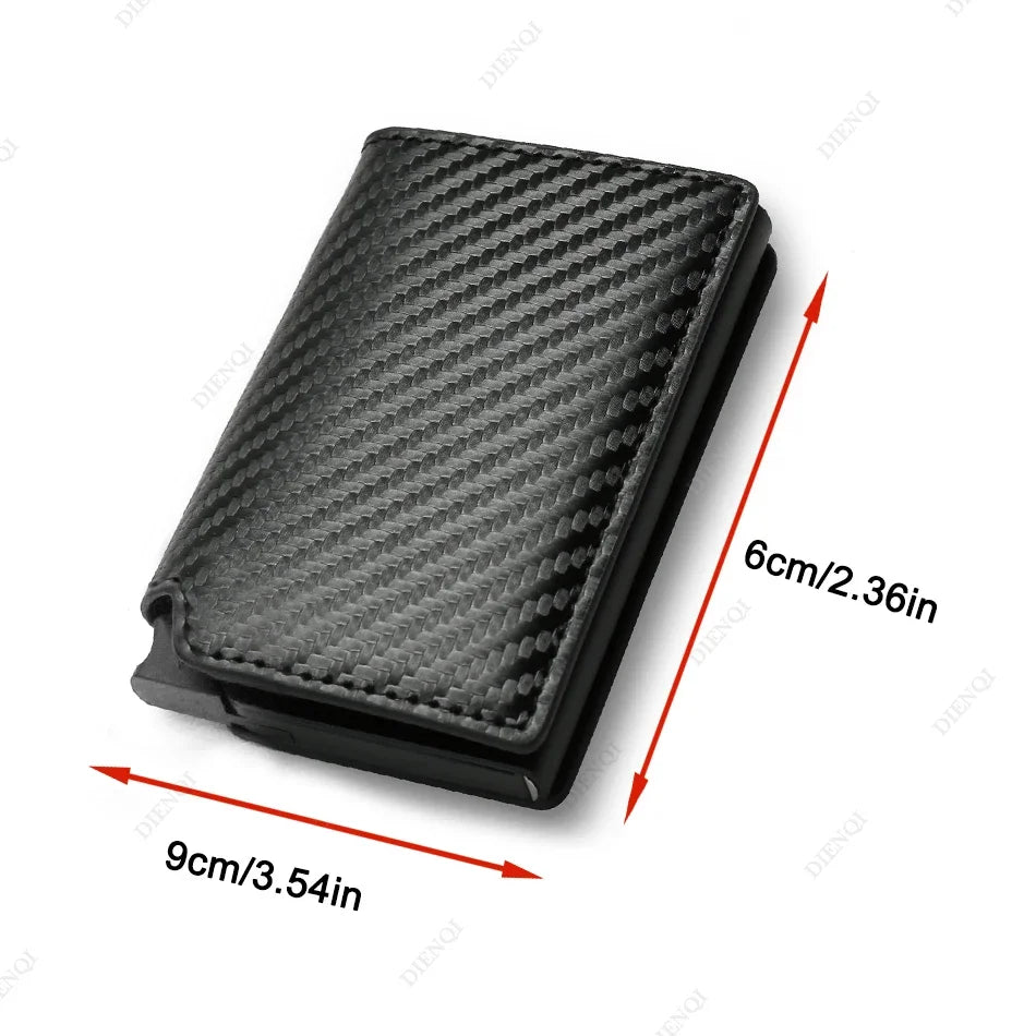 Rfid Aluminum Men Wallet Card Holders Purse Carbon Fiber Men Business Slim Thin Smart Wallet Credit Cardholder Case Note Holder