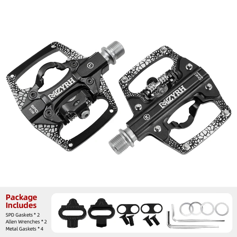 Self-locking Pedal  2 In 1 With Free Cleat For SPD System MTB Road Aluminum Anti-slip Sealed Bearing Bicycle Pedals