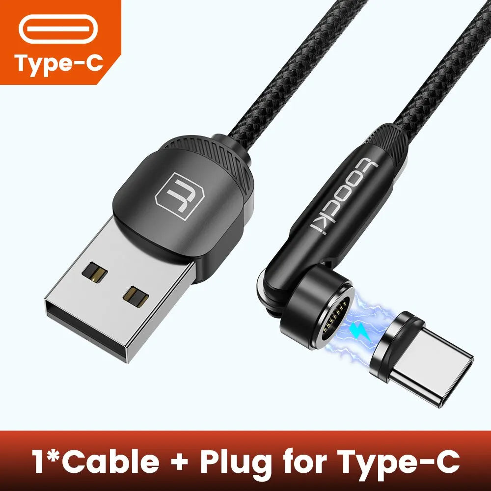 Toocki 540 Rotate Magnetic USB Type C Cable For iPhone 12 X Xiaomi Fast Charger Micro USB Type-C Magnet Charging Cable Data Wire