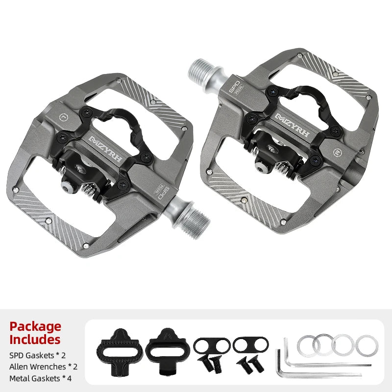 Self-locking Pedal  2 In 1 With Free Cleat For SPD System MTB Road Aluminum Anti-slip Sealed Bearing Bicycle Pedals