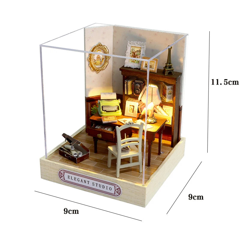 Wooden Miniature Doll House 3D Puzzle Assembly Building Model Kit Small Room Toys Home With Furniture Lighting Wooden Craft Gift