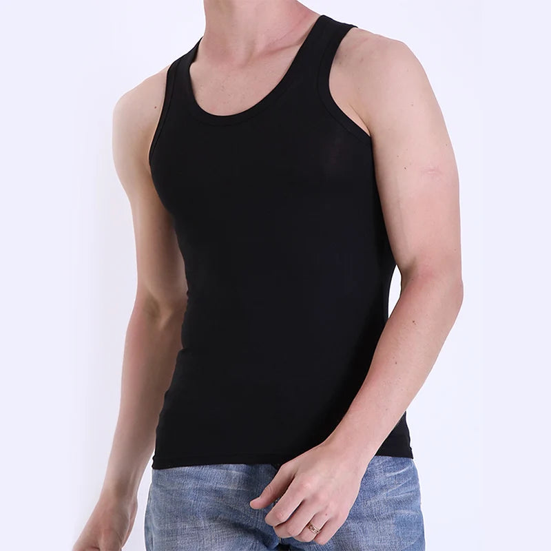 3/1 piece men's pure cotton vest fitness training jacket Four seasons solid color tight sleeveless T-shirt teenagers casual Joke