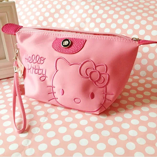 28X11cm Sanrio Hello Kitty Makeup Bag Anime Y2K Girls Storage Bag Cartoon Kawaii Large Capacity Waterproof PU Handbag Gift