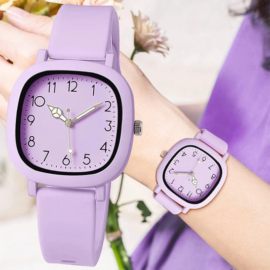 Women Watch Fashion Square Quartz Silicone Strap Wristwatches Student Watches for Women Relojes Para Mujer Montre Femme