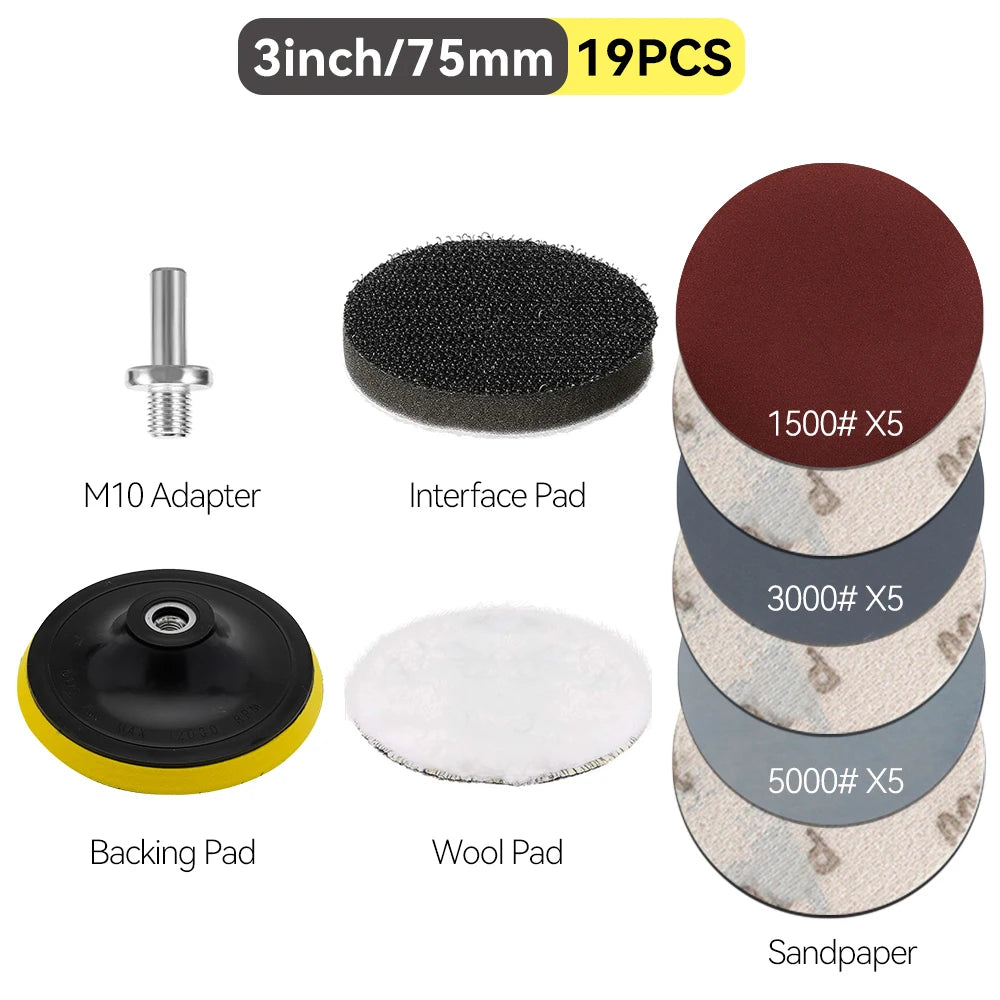 Auto Lights Restoration Kit Waxing Sponge Sandpaper Sanding Discs Interface Pad For Car Detailing Headlight  Wool Polishing Pad