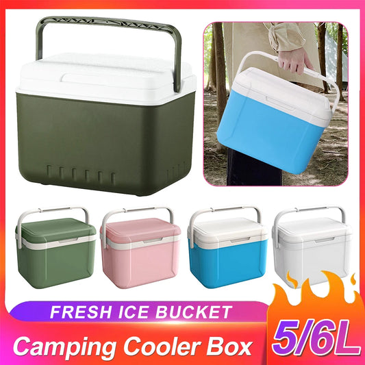 Portable 5/6L Camping Cooler Box Outdoor Cooler Fridge Keeping Fresh Car Cold Icebox Beer Juice Drink Cooling Bucket Equipment