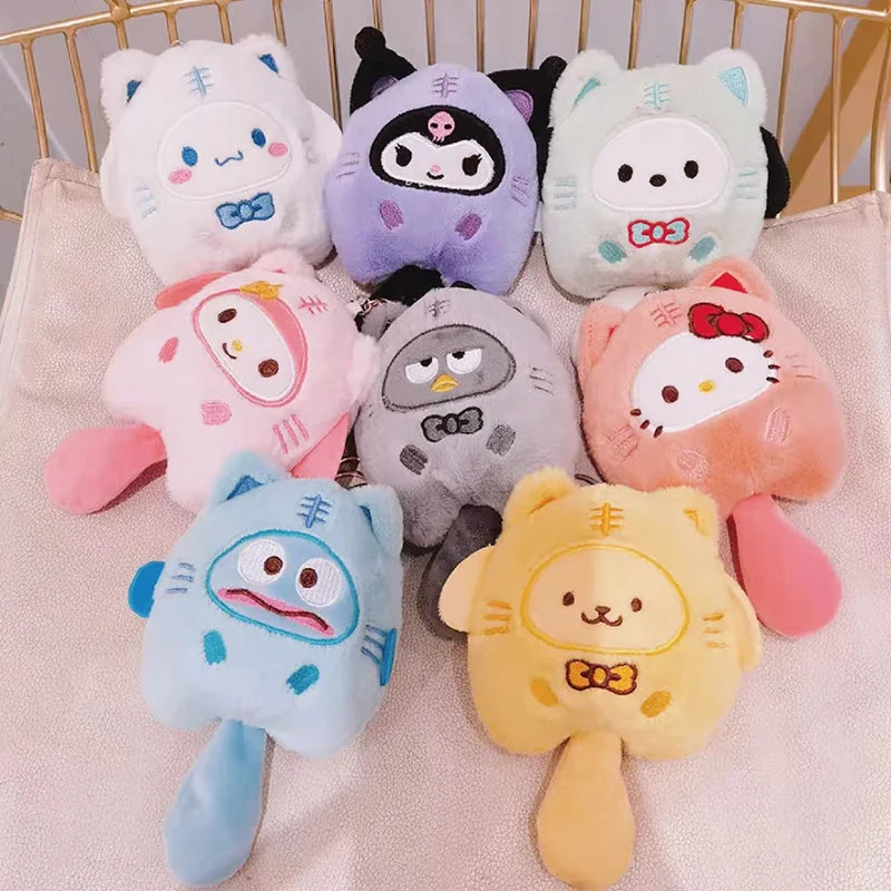 Sanrio Plush Doll Keychain Melody Cinnamoroll Pochacco Cute Key Ring Bag Pendant Gift Kids Toys Backpack Decoration Girl Gifts