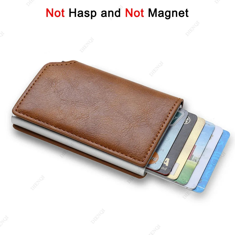 Rfid Aluminum Men Wallet Card Holders Purse Carbon Fiber Men Business Slim Thin Smart Wallet Credit Cardholder Case Note Holder