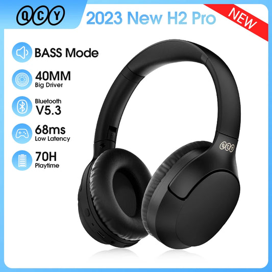 QCY H2 Pro Wireless Headphones Bluetooth 5.3 BASS Mode Earphones HIFI 3D Stereo Headset Over the Ear Gaming Earbuds