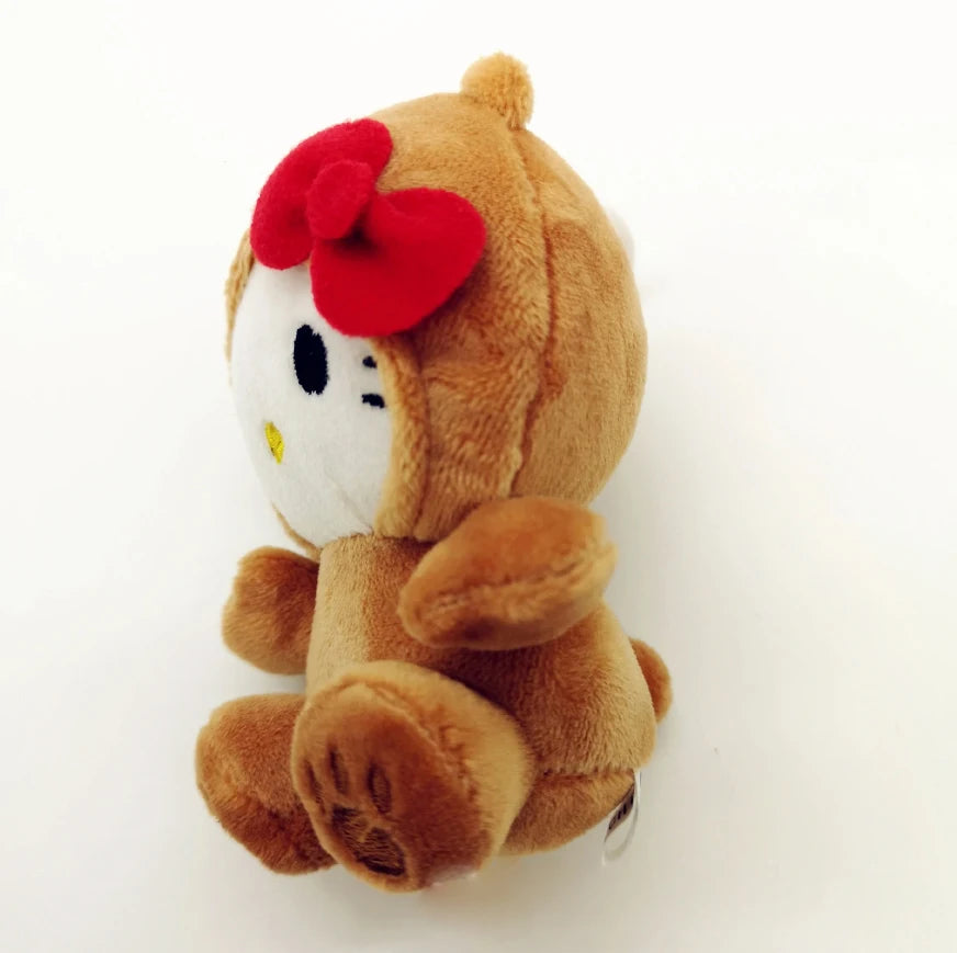 Sanrio 10Cm Bow Kitty Kt Cos Brown Bear White Bear Anime Plush Toy Panda Cute Soft Stuffed Doll Pendant Key Chains Gifts Kids