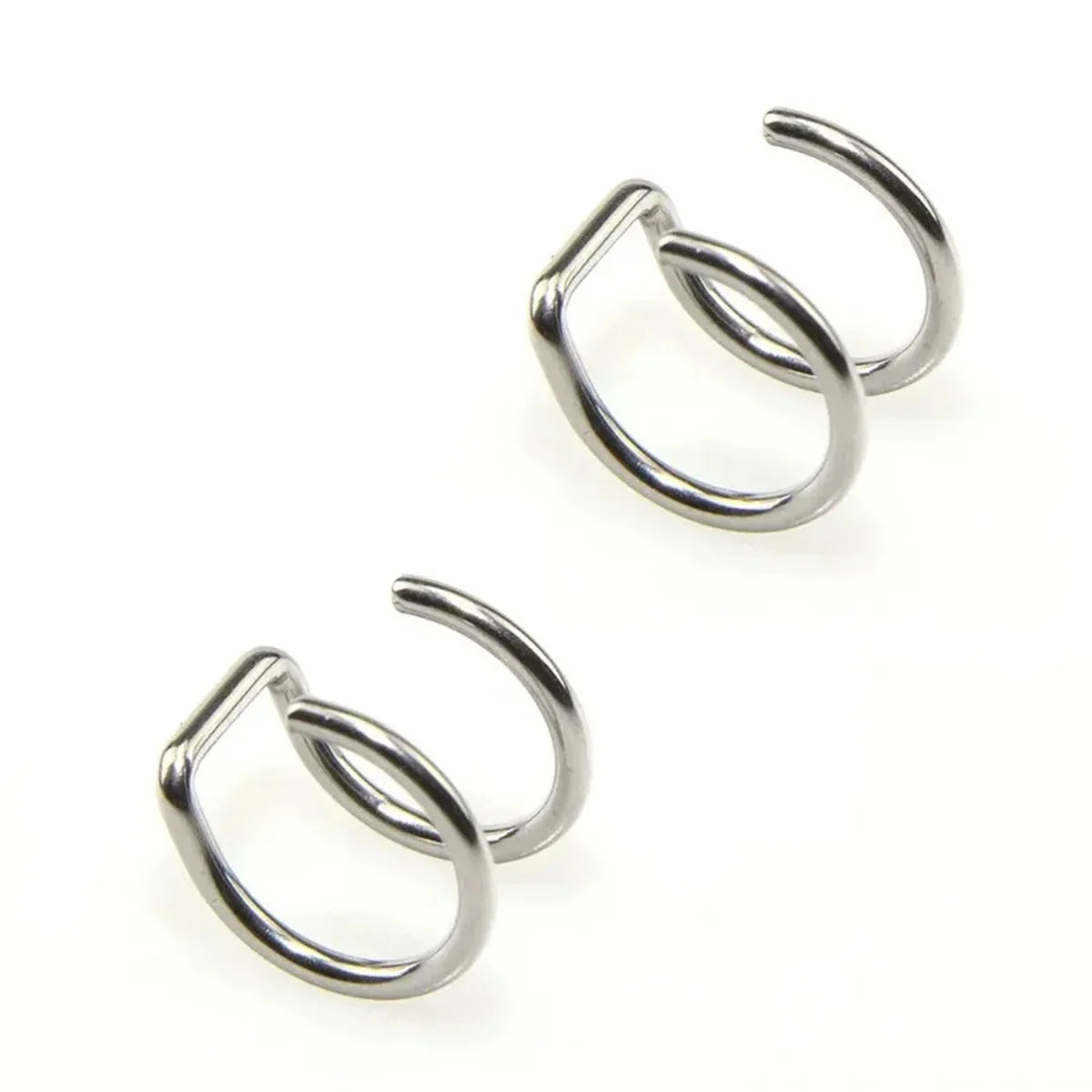 2pcs 316L Stainless Steel Fake Ear Piercing Jewelry for Women Men, Clip on Ear Cuffs Fake Lip Ring Non Piercing Labret Rings