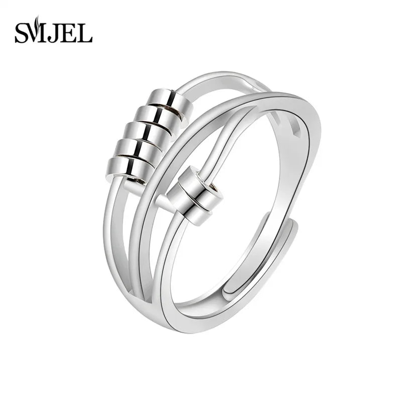 SMJEL Anti Stress Anxiety Ring Fidget Spinner Rings Adjustable for Women Rotating Freely Spinning Accessories Jewelry Gifts