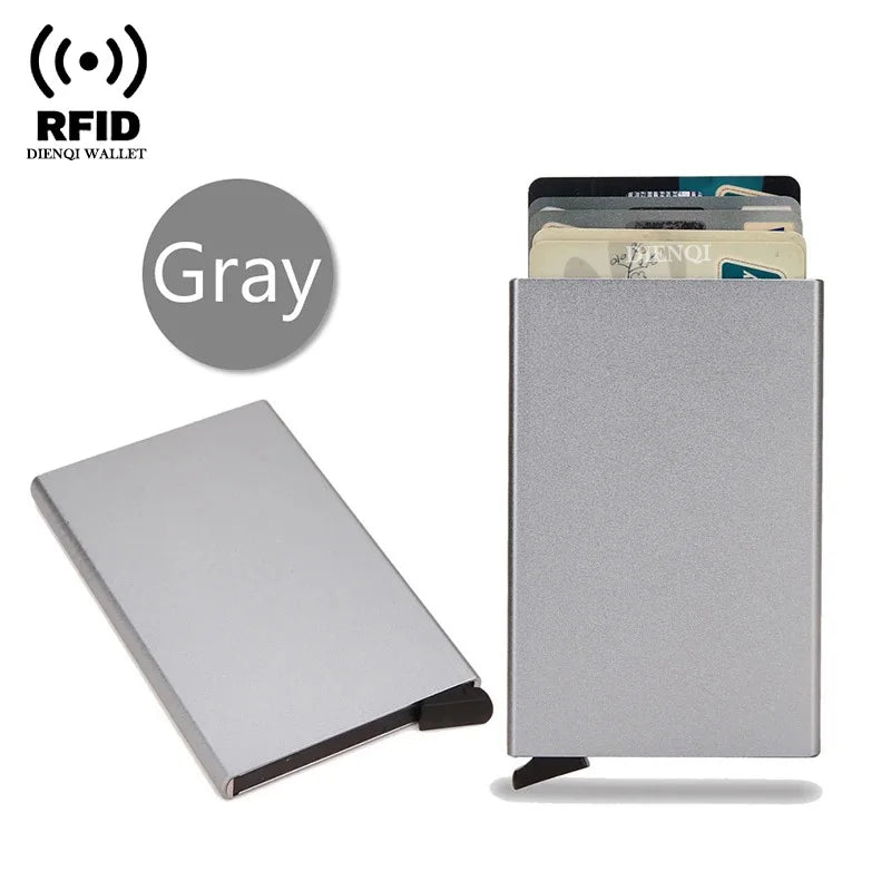 Rfid Credit Card Holder Metal Thin Slim Smart Wallet Men Women Wallets Pop Up Minimalist Small Black Purse Mini Walets for Men