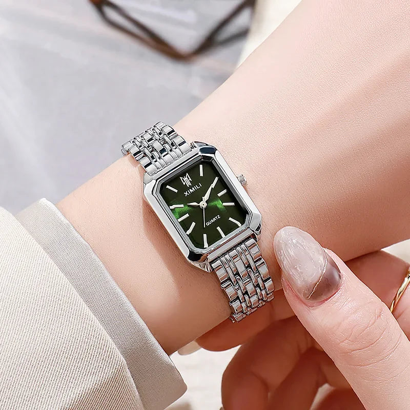 2025 Hot Brand Stainless Steel Strap Watch Women Luxury Gift Quartz Wristwatch Student Fashion Simple Square Quartz Watches