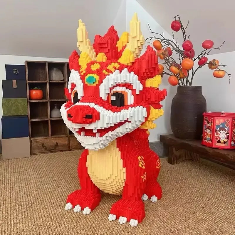 30CM New Dragon Building Blocks Assembly Toy DIY Small Particle Puzzle Ornaments 3D Desktop Decoration Boys Girls Birthday Gift