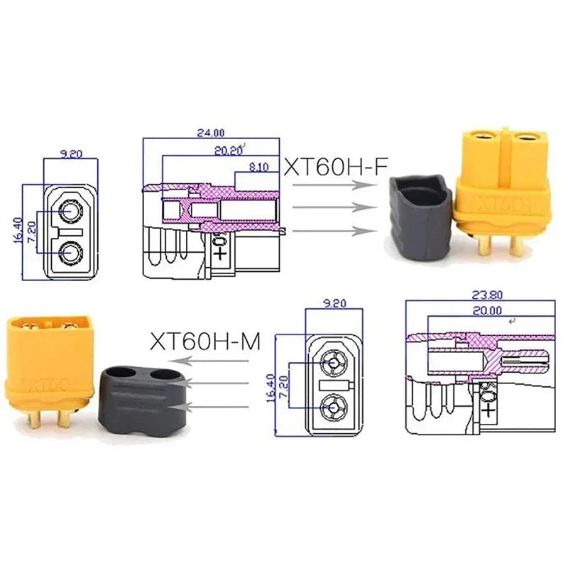 10 x Amass XT30 XT30U XT60 XT60H XT90 Bullet Connectors Plug For RC Quadcopter FPV Racing Drone Lipo Battery