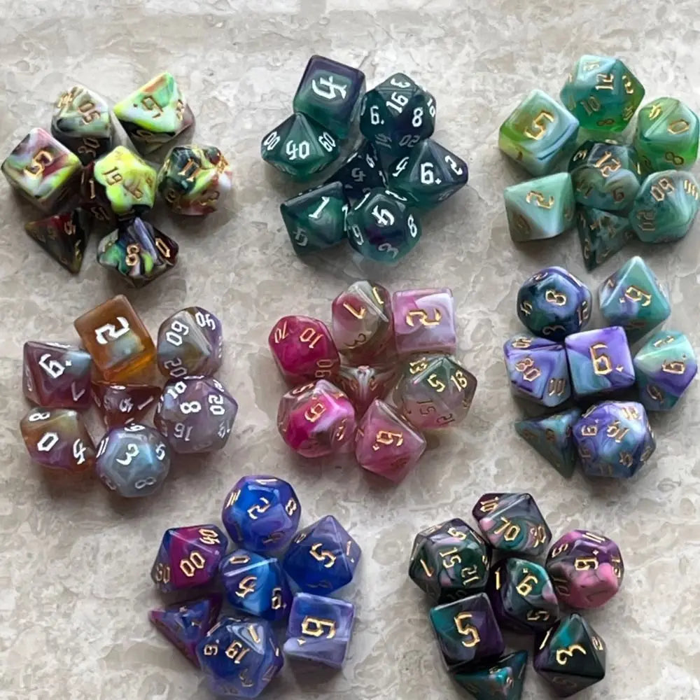 7pcs Polyhedral Dice Set  7-Dice Two-Tone Swirl-DND For DND D4 D6 D8 D10 D% D12 D20 Dice Games Family Party Board Games