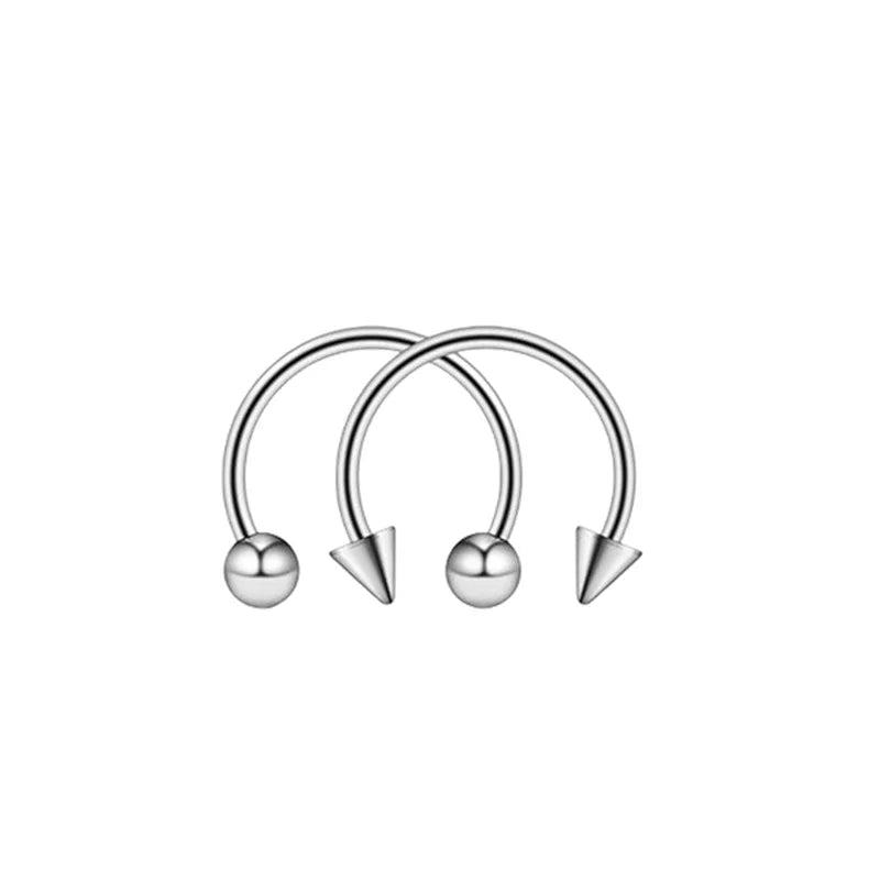 2Pcs Cone Spike Horseshoe Circular Septum Nose Ring, 316L Stainless Steel Nipple Hoops Rings Septum Eyebrow Ear Piercing Jewelry