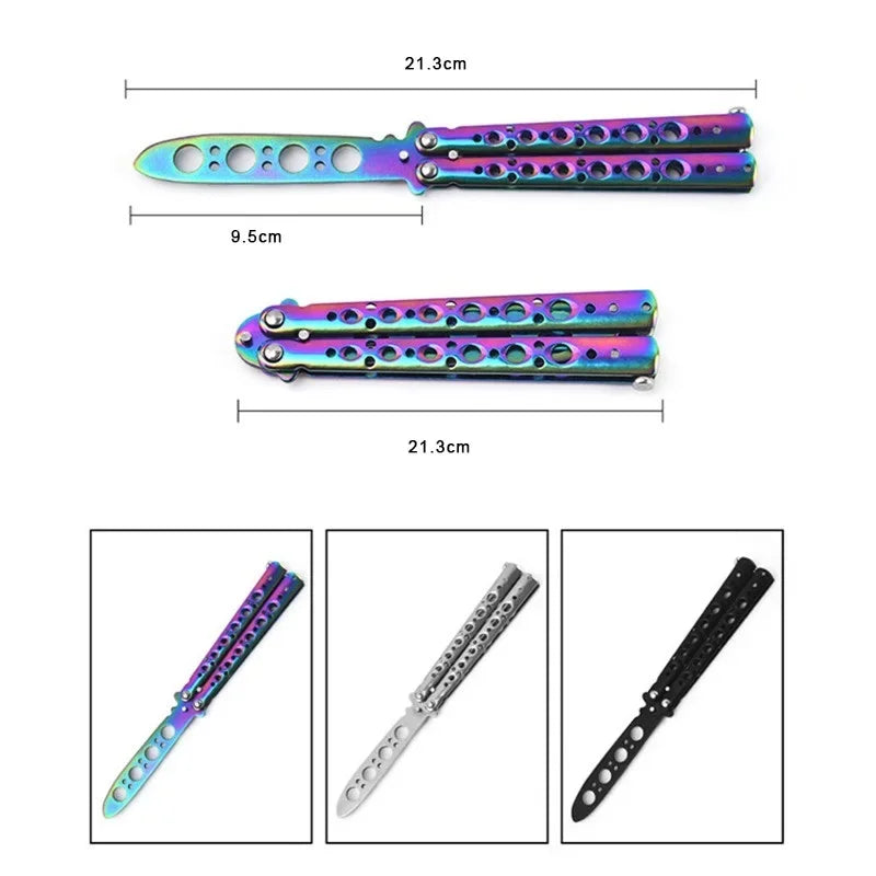 Portable Butterfly Training Knife Foldable Pocket Flail Knife Uncut Blade Butterfly Comb Training Tool