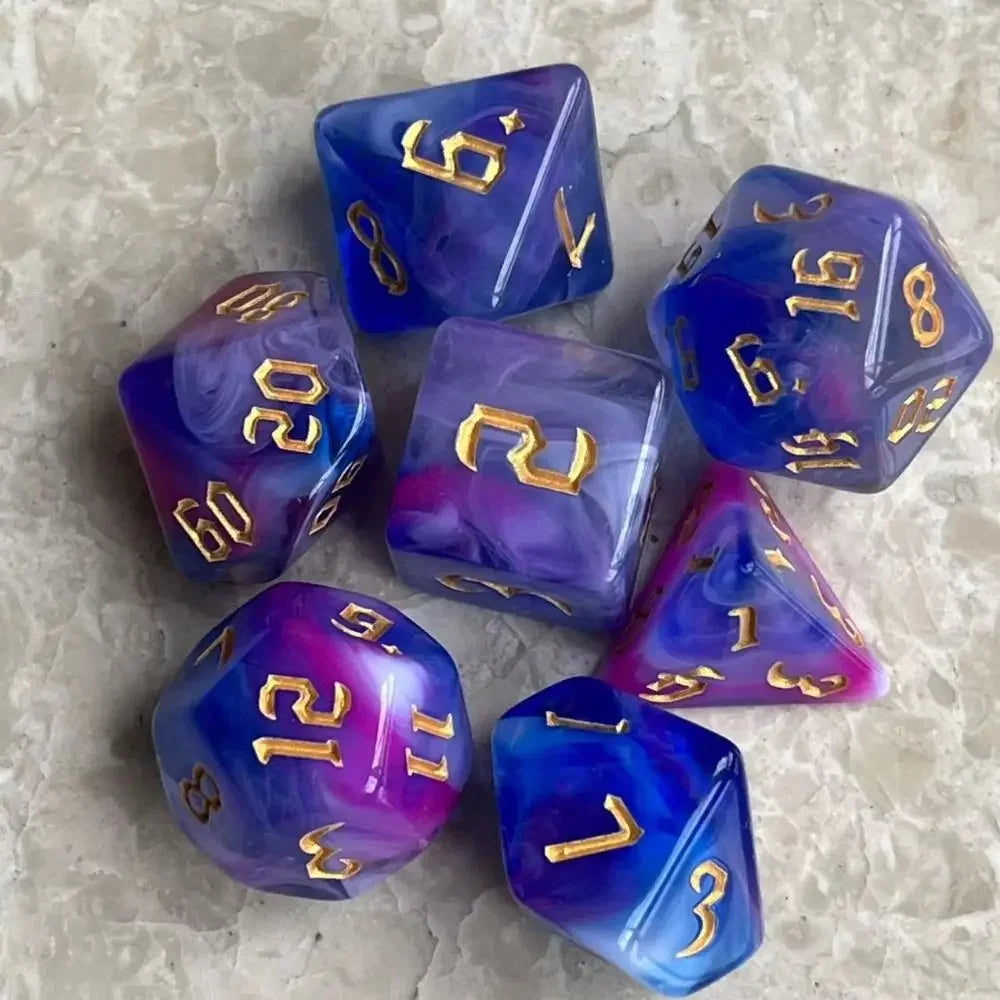 7pcs Polyhedral Dice Set  7-Dice Two-Tone Swirl-DND For DND D4 D6 D8 D10 D% D12 D20 Dice Games Family Party Board Games