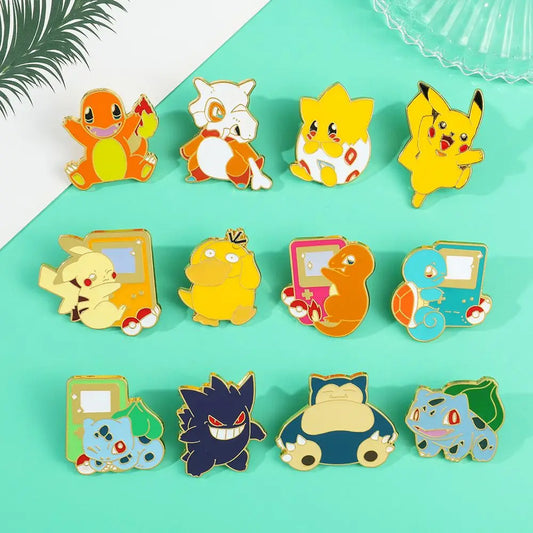 Pokemon Pikachu Anime Metal Enamel Brooch Badges on Backpack Clothing Lapel jackets Jeans Accessories Jewelry Decoration Card