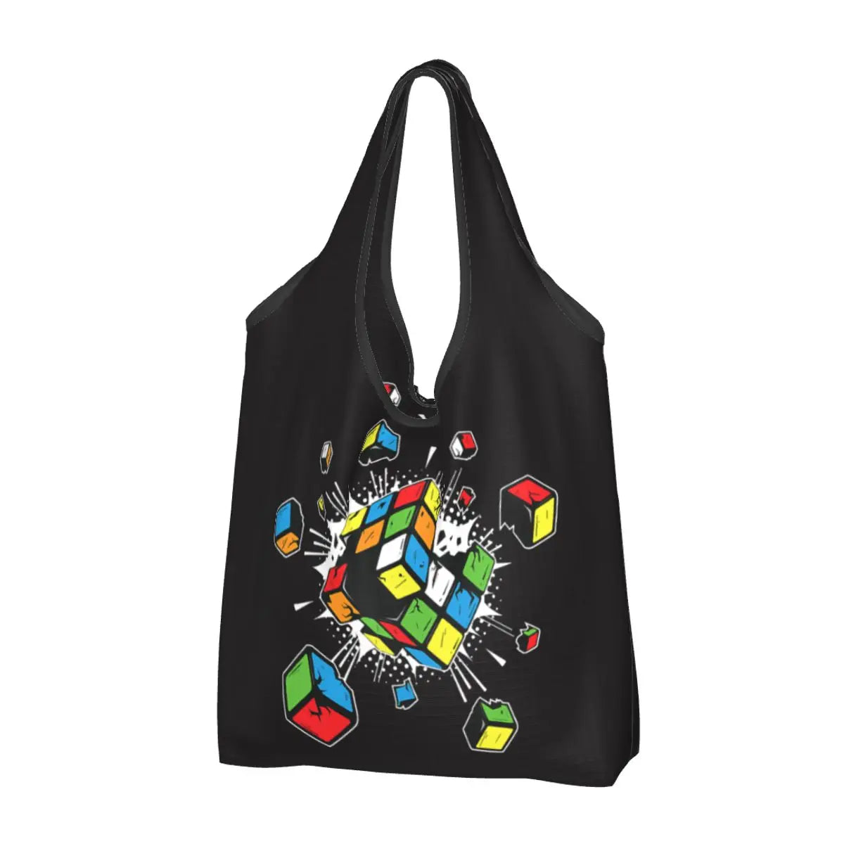 Recycling Exploding Rubix Rubiks Rubics Cube Shopping Bag Women Tote Bag Portable Math Lovers Groceries Shopper Bags