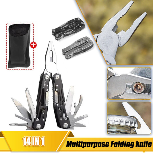 14 in 1 Multifunction Pliers Army Knives Cover Bags Portable Folding Blade Multi-tool Pocket Knife Pliers Outdoor Camping Tool